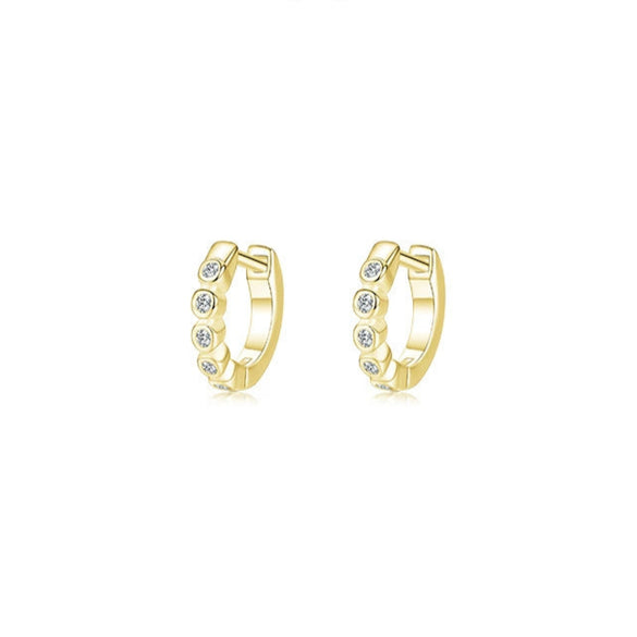 Wholesale S925 Sterling Silver Sweet Cute Row Diamond Earrings With Geometric Design And Seiko Craftsmanship