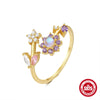 Wholesale S925 Sterling Silver Sweet Fairy Butterfly Flower Geometric Open Ring With Electroplating