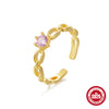 Wholesale S925 Sterling Silver Sweet Fairy Butterfly Flower Geometric Open Ring With Electroplating