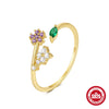 Wholesale S925 Sterling Silver Sweet Fairy Butterfly Flower Geometric Open Ring With Electroplating