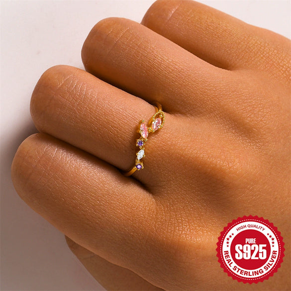 Wholesale S925 Sterling Silver Sweet Fairy Butterfly Flower Open Ring With Electroplating