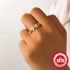 Wholesale S925 Sterling Silver Sweet Fairy Butterfly Flower Open Ring With Electroplating
