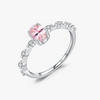 Wholesale S925 Sterling Silver Sweet Geometric Pink Crystal Diamond Inlay Female Ring