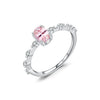 Wholesale S925 Sterling Silver Sweet Geometric Pink Crystal Diamond Inlay Female Ring