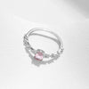 Wholesale S925 Sterling Silver Sweet Geometric Pink Crystal Diamond Inlay Female Ring