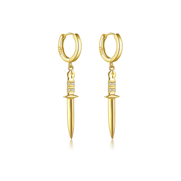 Wholesale S925 Sterling Silver Sword Ear Drop Earrings Fashion Ol Style With Platinum Or 18K Gold Electroplating For Women