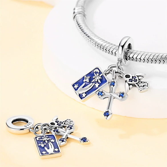 Wholesale S925 Sterling Silver Tarot Threepiece Pendant With Epoxy Design