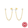 Wholesale S925 Sterling Silver Tassel Chain Geometric Moissanite Zircon Inlay Earrings For Women