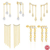 Wholesale S925 Sterling Silver Tassel Chain Geometric Star Inlaid Stone Earrings For Women