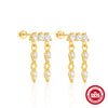 Wholesale S925 Sterling Silver Tassel Chain Geometric Star Inlaid Stone Earrings For Women