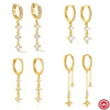 Wholesale S925 Sterling Silver Tassel Chain Geometric Zircon Earrings With Four Diamond And Star Flower Light Luxury Design For Women