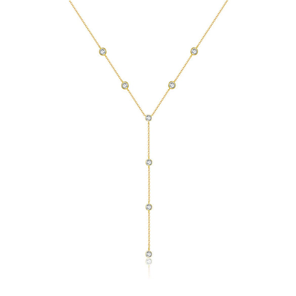 Wholesale S925 Sterling Silver Tassel Diamond Necklace Simple Cold Style Clavicle Chain With Platinum Or 18K Gold Electroplating