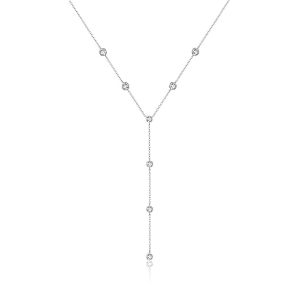 Wholesale S925 Sterling Silver Tassel Diamond Necklace Simple Cold Style Clavicle Chain With Platinum Or 18K Gold Electroplating