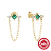 Wholesale S925 Sterling Silver Tassel Geometric Double Five Pointed Star Ear Studs Earrings With Inlaid Zircon