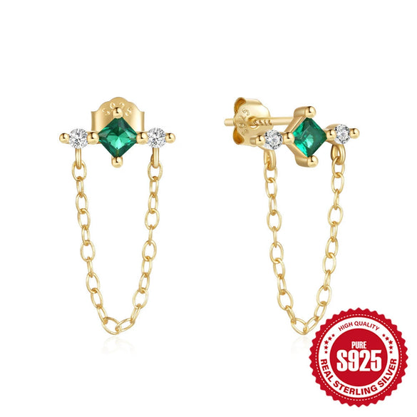 Wholesale S925 Sterling Silver Tassel Geometric Double Five Pointed Star Ear Studs Earrings With Inlaid Zircon