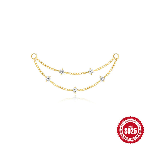 Wholesale S925 Sterling Silver Tassel Geometric Pendant Earrings With Long Chain And Cartilage Chain For Women