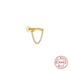 Wholesale S925 Sterling Silver Tassel Pearl Chain Flat Head Internal Thread Piercing Ear Bone Nail Earrings With Geometric Design And Electroplating Treatment For Women