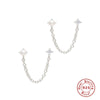 Wholesale S925 Sterling Silver Tassel Pearl Stud Earrings With Geometric Pattern And Electroplating For Women