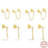 Wholesale S925 Sterling Silver Tassel Pearl Stud Earrings With Geometric Pattern And Electroplating For Women