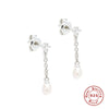 Wholesale S925 Sterling Silver Tassel Pearl Stud Earrings With Geometric Pattern And Electroplating For Women