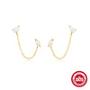 Wholesale S925 Sterling Silver Tassel Petal All Match Chain Earrings With Geometric Pattern And Electroplating For Women