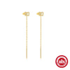 Wholesale S925 Sterling Silver Tassel Star Geometric Pattern Chain Earring With Electroplating For Women