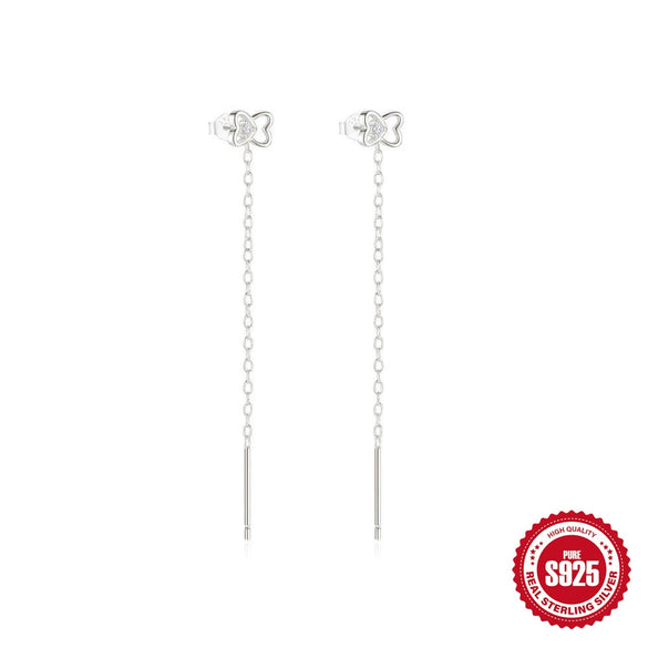 Wholesale S925 Sterling Silver Tassel Star Geometric Pattern Chain Earring With Electroplating For Women