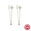 Wholesale S925 Sterling Silver Tassel Star Geometric Pattern Chain Earring With Electroplating For Women