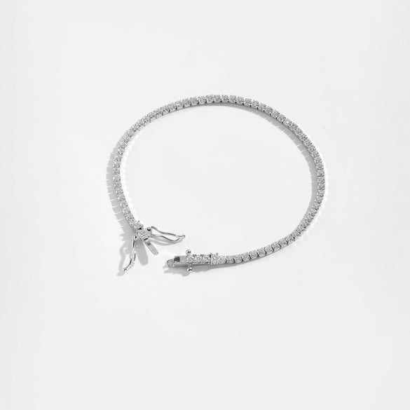Wholesale S925 Sterling Silver Tennis Chain Bracelet With Single Row Zircon Inlay And Geometric Pattern Electroplated In Platinum Or 18K Gold For Women