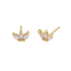 Wholesale S925 Sterling Silver Threepetal Grass Inlaid Zircon Leaves Style Women's Earrings