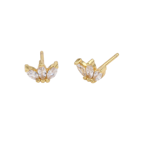 Wholesale S925 Sterling Silver Threepetal Grass Inlaid Zircon Leaves Style Women's Earrings