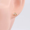 Wholesale S925 Sterling Silver Threepetal Grass Inlaid Zircon Leaves Style Women's Earrings