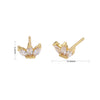 Wholesale S925 Sterling Silver Threepetal Grass Inlaid Zircon Leaves Style Women's Earrings