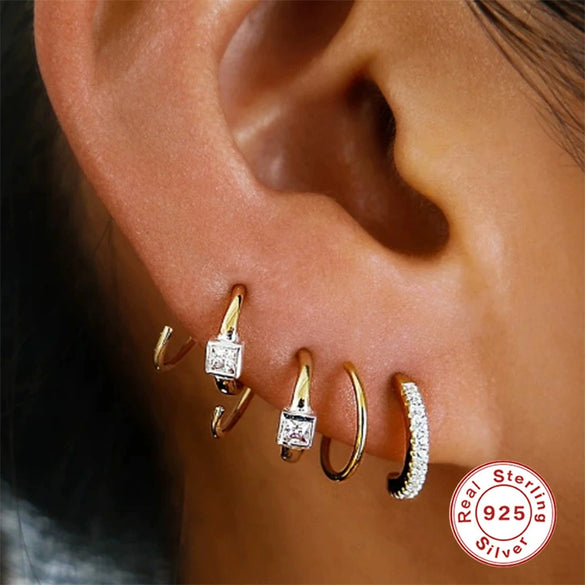 Wholesale S925 Sterling Silver Torsion Rod Earrings With Geometric Design And Electroplating For Women