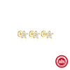 Wholesale S925 Sterling Silver Triangle Petals Flat Bottom Puncture Thread Perforated Ear Nail Unisex Earrings With Geometric Pattern And Environmentally Friendly Electroplating