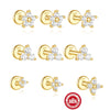 Wholesale S925 Sterling Silver Triangle Petals Flat Bottom Puncture Thread Perforated Ear Nail Unisex Earrings With Geometric Pattern And Environmentally Friendly Electroplating