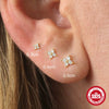 Wholesale S925 Sterling Silver Triangle Petals Flat Bottom Puncture Thread Perforated Ear Nail Unisex Earrings With Geometric Pattern And Environmentally Friendly Electroplating
