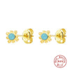 Wholesale S925 Sterling Silver Turquoise Champagne Texture Geometric Earrings For Women With Diamond Treatment