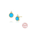 Wholesale S925 Sterling Silver Turquoise Champagne Texture Geometric Earrings For Women With Diamond Treatment