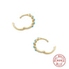 Wholesale S925 Sterling Silver Turquoise Diamond Earrings With Geometric Style And Electroplating Process For Women