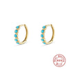 Wholesale S925 Sterling Silver Turquoise Diamond Earrings With Geometric Style And Electroplating Process For Women