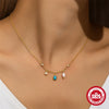Wholesale S925 Sterling Silver Turquoise Diamond Encrusted Geometric All Match O Chain Necklace With Electroplating For Women