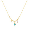 Wholesale S925 Sterling Silver Turquoise Diamond Encrusted Geometric All Match O Chain Necklace With Electroplating For Women