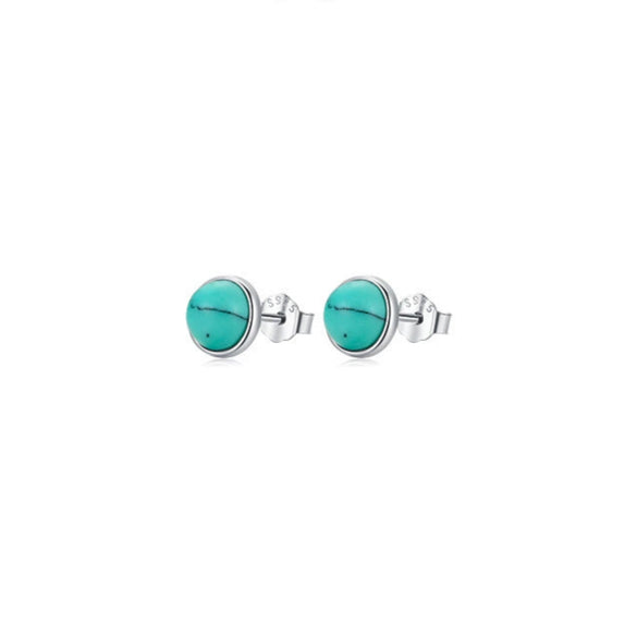 Wholesale S925 Sterling Silver Turquoise Earrings With Niche Design And Geometric Pattern Set With Precious Stones
