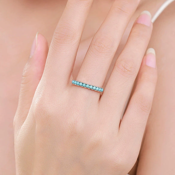 Wholesale S925 Sterling Silver Turquoise Ring With Geometric Design For Women
