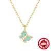 Wholesale S925 Sterling Silver Turquoise Sunflower Geometric Women's Necklace With Electroplating