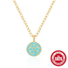 Wholesale S925 Sterling Silver Turquoise Sunflower Geometric Women's Necklace With Electroplating