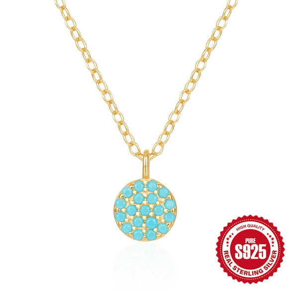 Wholesale S925 Sterling Silver Turquoise Sunflower Geometric Women's Necklace With Electroplating