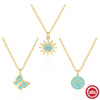 Wholesale S925 Sterling Silver Turquoise Sunflower Geometric Women's Necklace With Electroplating