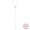 Wholesale S925 Sterling Silver Turquoise Water Drop Geometric Pendant Clavicle Necklace With Electroplating For Women